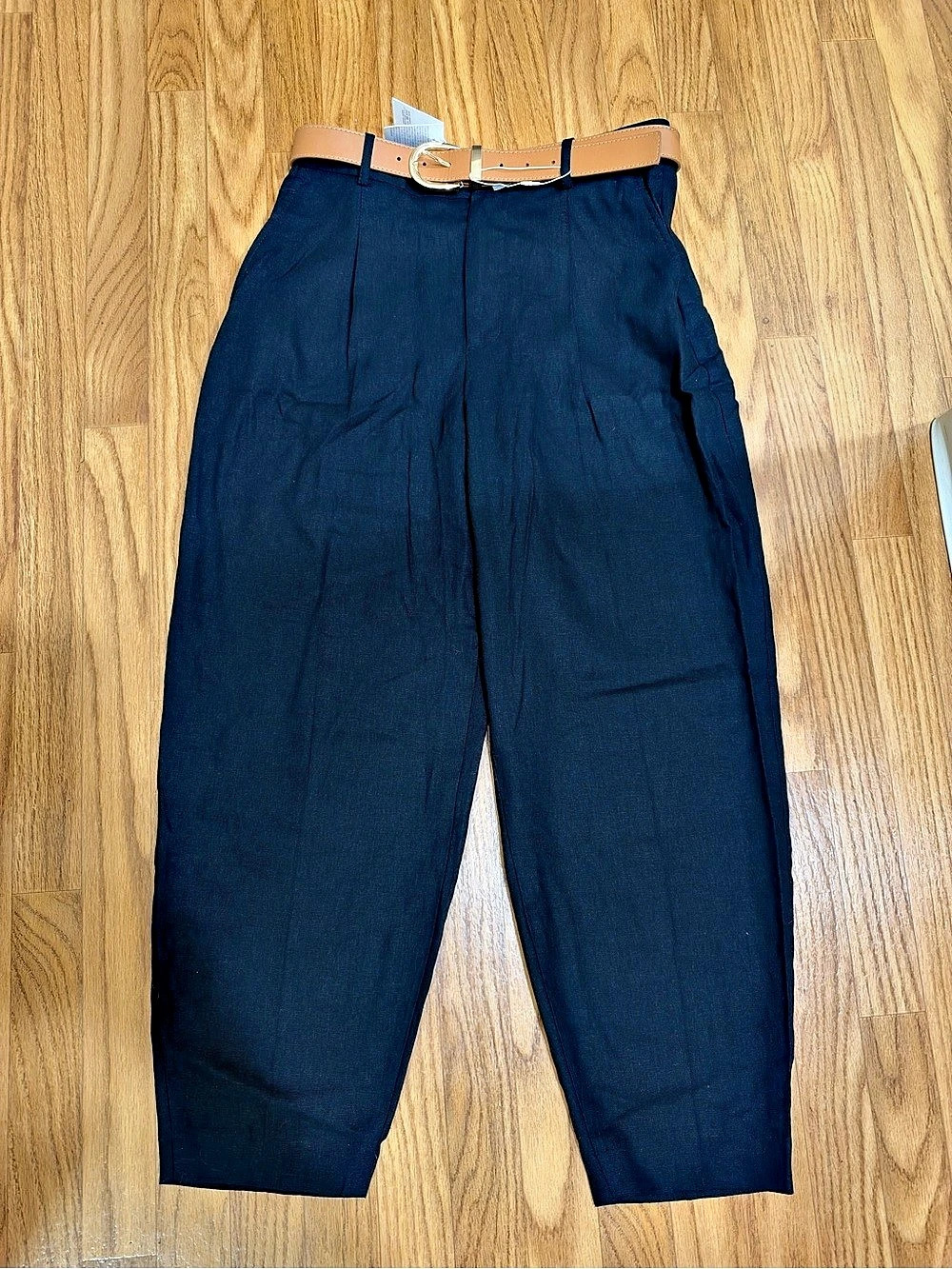 ZARA Paperbag Waist Trousers with Belt in Black NWT